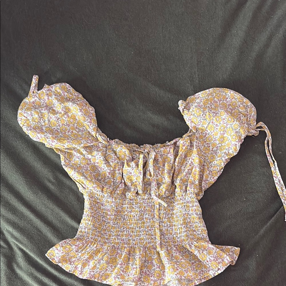 Floral Smocked Blouse in Yellow by [Brand]